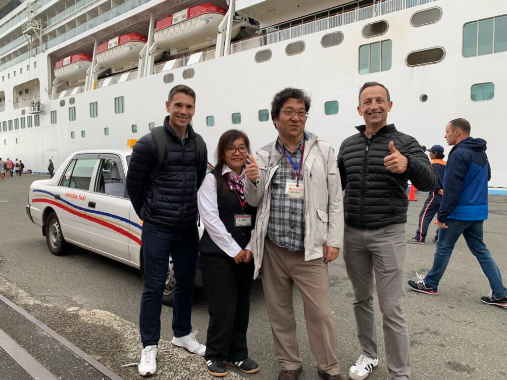 Cruise ship passengers and our English speaking guide at Okitus Pier, Shimizu, Japan